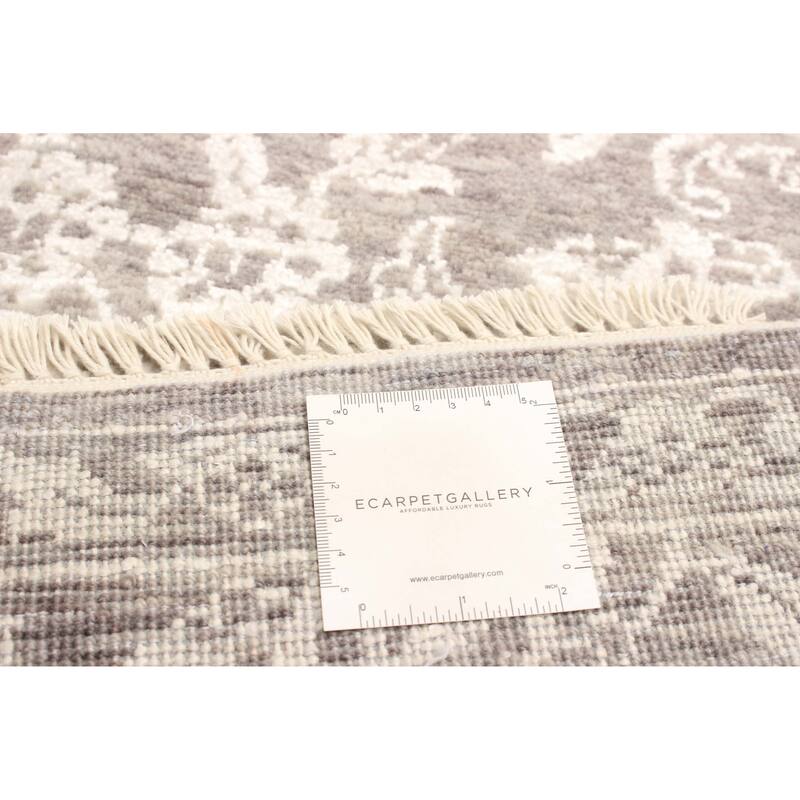 ECARPETGALLERY Hand-knotted Heritage Grey Silk, Wool Rug - 2' 7" x 10' 2"