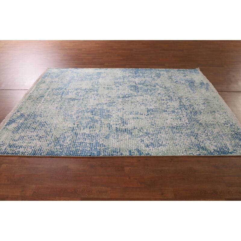 Abstract Area Rug Hand-Knotted Modern Wool Carpet - 5'5"x 7'10"