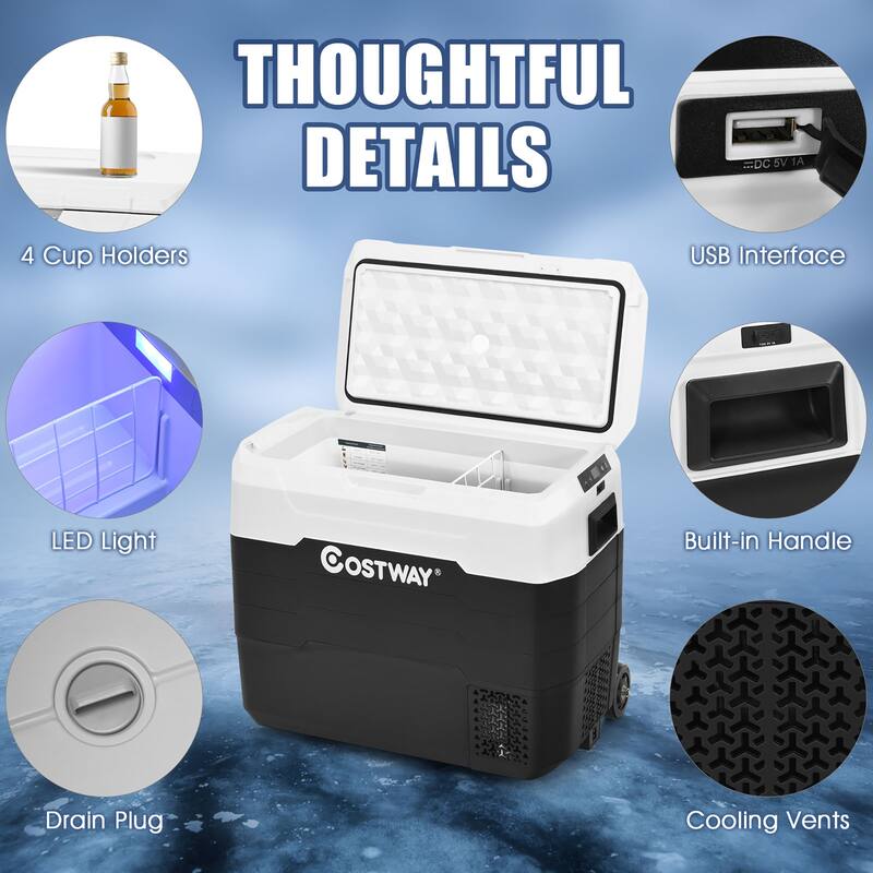 Costway 53 QT Portable Car Refrigerator Dual-Zone Car Cooler for RVs - See details