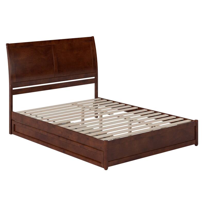 Andorra Platform Bed with Panel Footboard and Twin XL Trundle