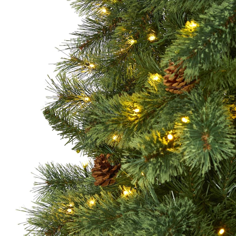 10ft. Pine Artificial Christmas Tree with 850 Clear LED Lights & Pine Cones - Towering Grand Holiday X-Mas Centerpiece