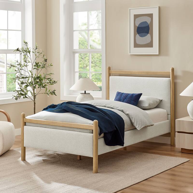Ginny Platform Bed Frame - Light Oak Heathered Ivory - Twin