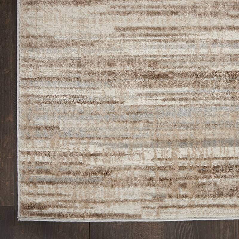 Buke Power Loomed Abstract Modern Non Skid Stain Resistant Low Pile Area Rug By HomeRoots