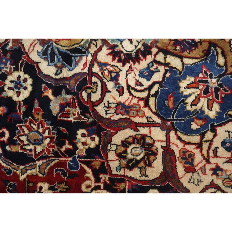 Hand Knotted Oriental 100% Wool Carpet Traditional Floral Red Kashan Area Rug - 12' 2'' X 9' 7''