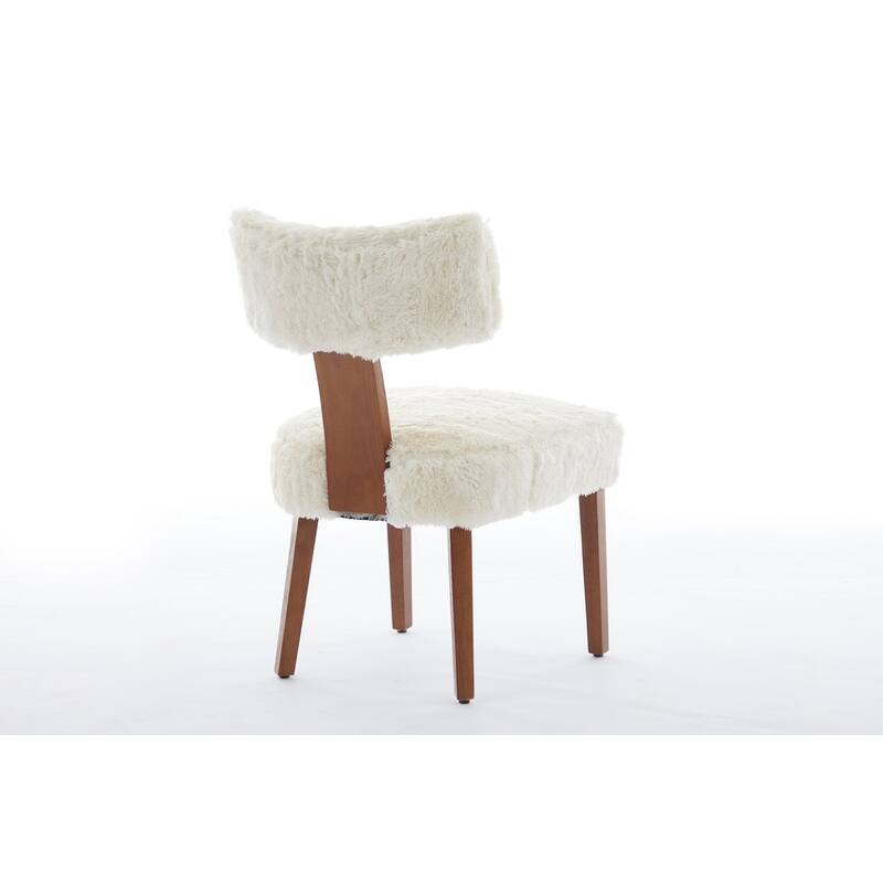 Set of 2 Modern Armless Dining Chairs With Curved backrest and Solid Wooden Legs for Dining Room Living Room
