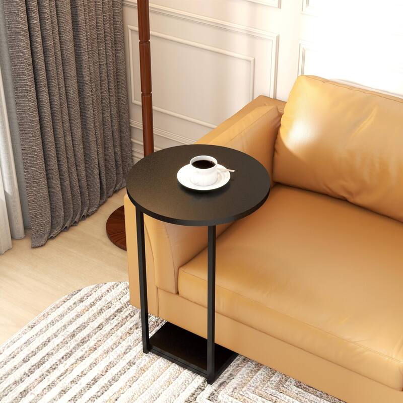 C Table End Table, Couch Table That Slide Under, Sofa Side Table in Living Room, White