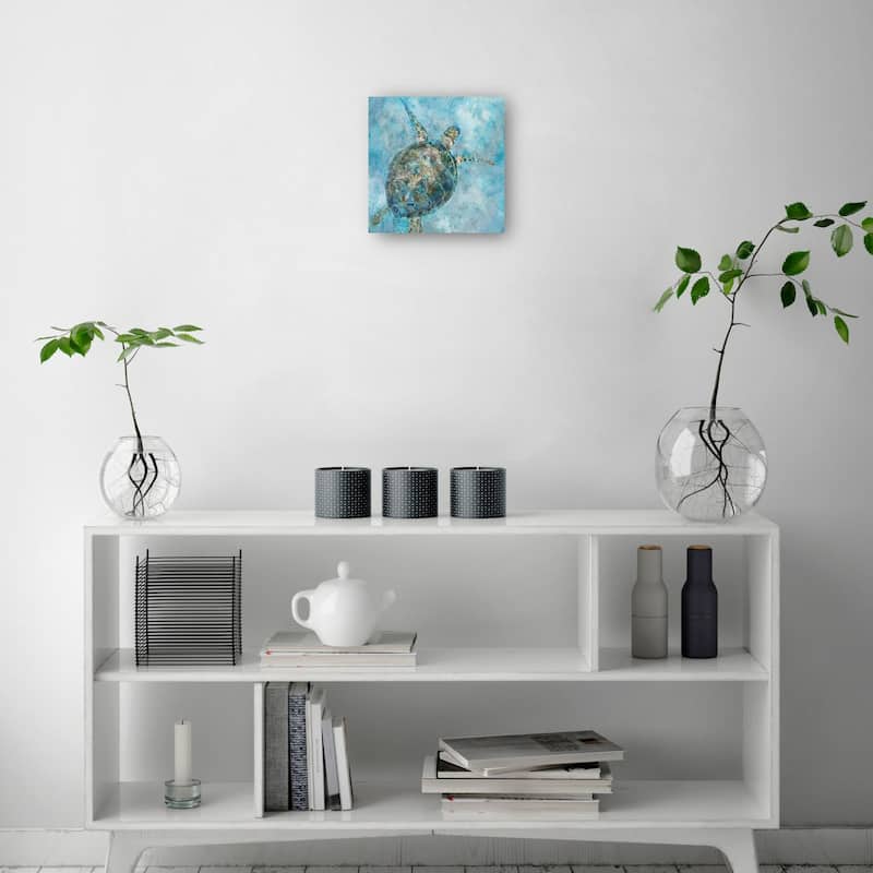 Sea Turtle Blues By Studio Arts Canvas Art Print