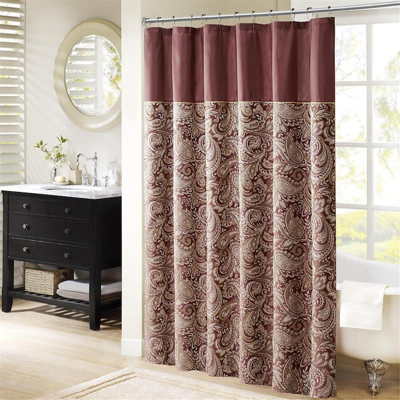 Traditional 1 PC Jacquard Shower Curtain - Red Multi