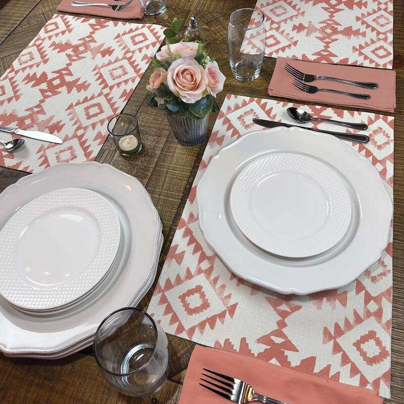 Southwest Flair 4-Pack Poly-Cotton Blend Placemats Manufactured in The USA Machine Washable Dryer Safe