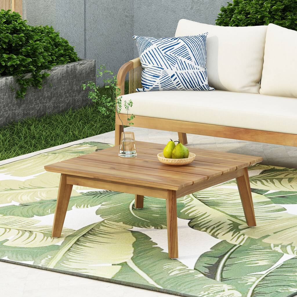 Burchett Acacia Wood Outdoor Coffee Table by Christopher Knight Home