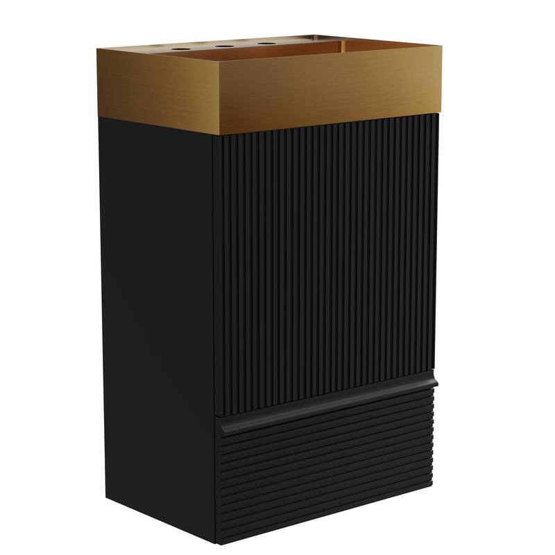 20" Striped Christmas Bathroom Vanity With Stainless Steel Bathroom Sink, Freestanding Bathroom Cabinet