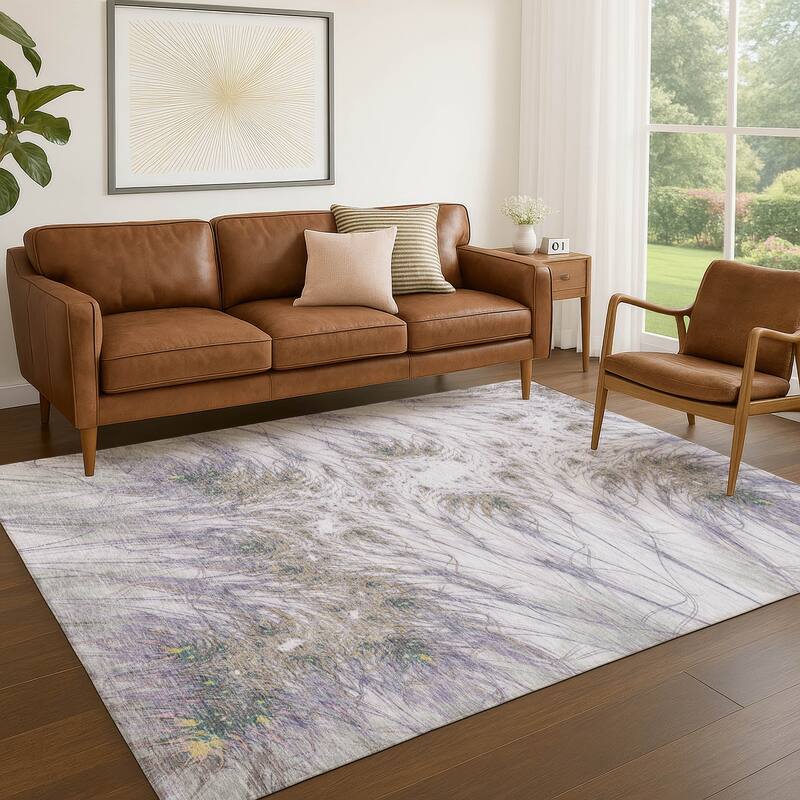 Machine Washable Indoor/ Outdoor Modern Cheraw Chantille Rug