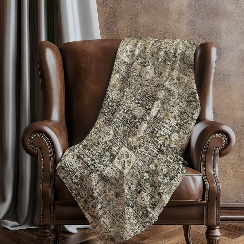 Premium Machine Washable Persian Panel Sherpa Throw Blanket
