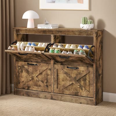 Moasis Shoe Storage Cabinet with 4 Flip Drawers, Narrow Shoes Rack Organizer for Entryway