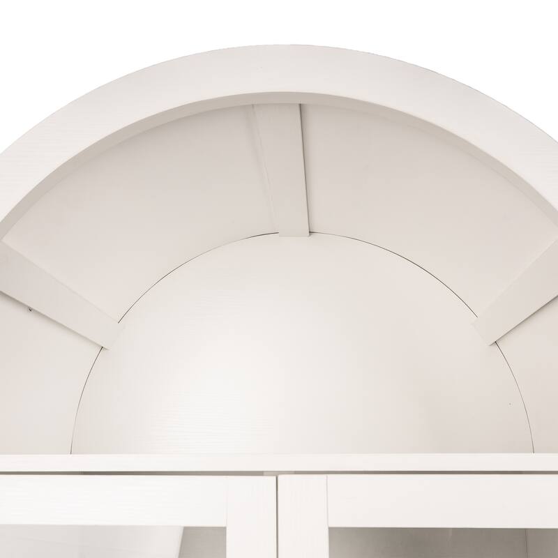 Roomfitters 71" Tall Arched Farmhouse Pantry Cabinet with Glass Barn Doors & Pull-Out Drawer