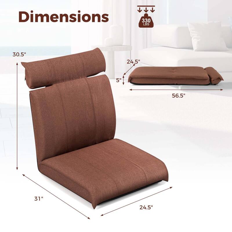 Floor Chair Floor Gaming Chair w/Back Support Lazy Sofa Couch Recliner