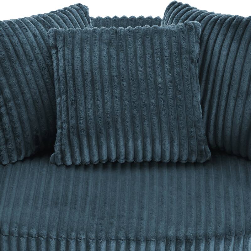 2 Set Oversized 43" W Plush Corduroy Swivel Barrel Chair with Pillows