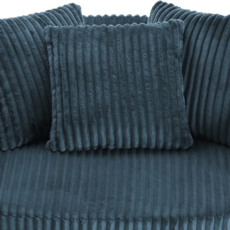 Oversized 43" W Plush Corduroy Recessed Arm Swivel Barrel Chair