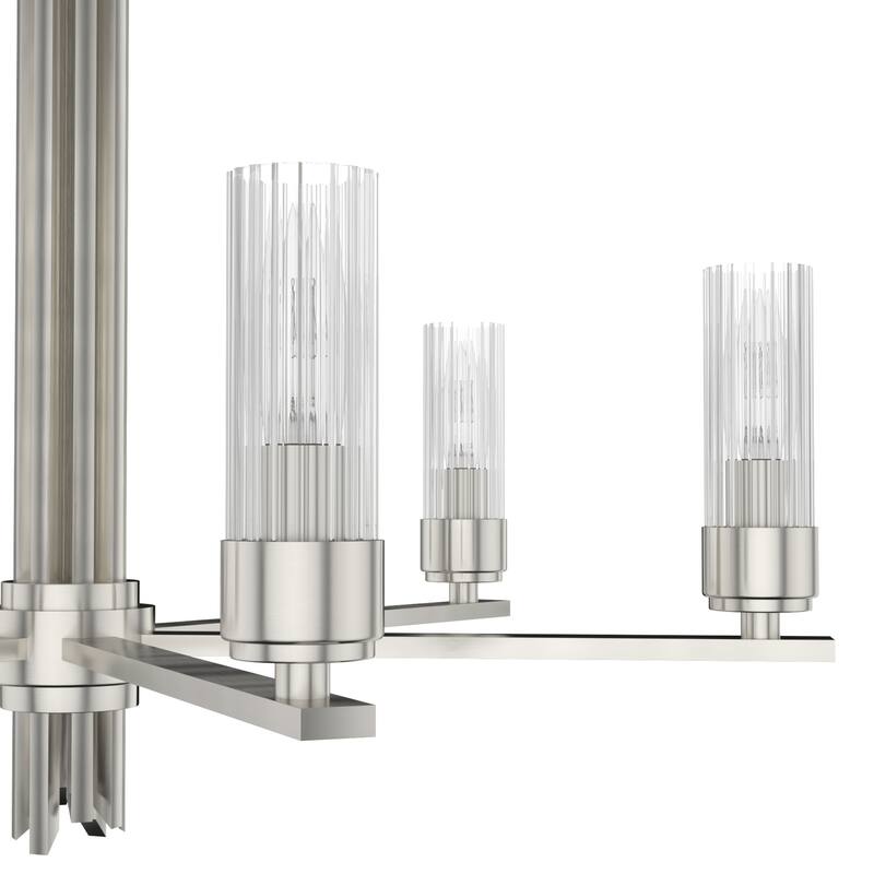 Hunter Gatz Ribbed Glass Chandelier - Dining Room, Kitchen Island, Entry - Glam, Contemporary, Transitional