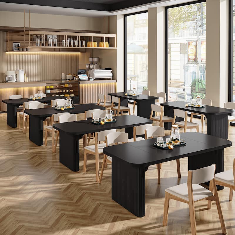 62-Inch Wood Dining Table for 4-6 People Modern Rectangular Kitchen Table for Dining Room Living Room