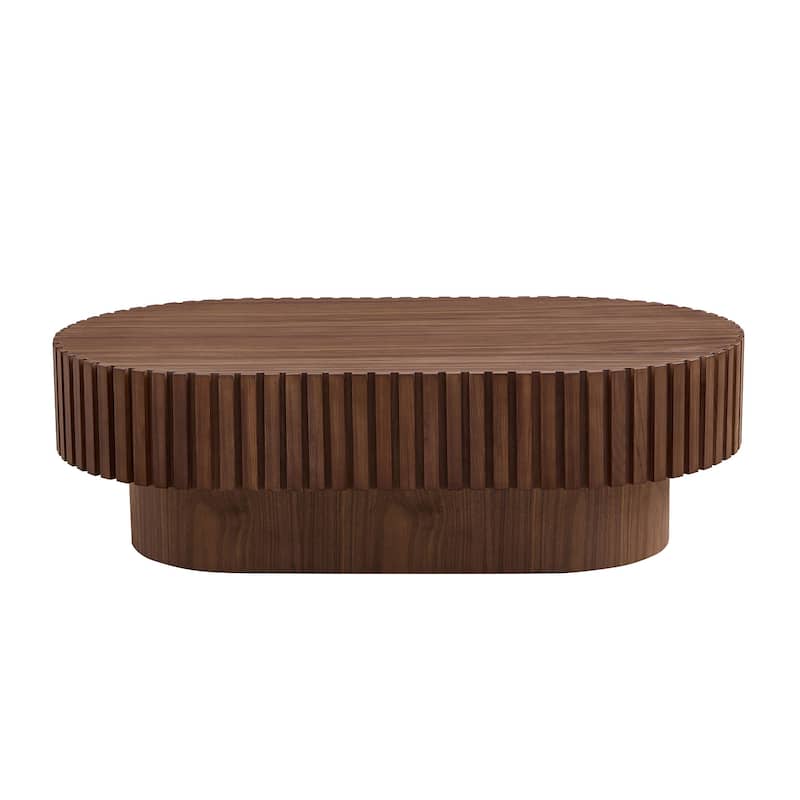 GDF Studio - Montville Modern Oval Wood Drum Coffee Table
