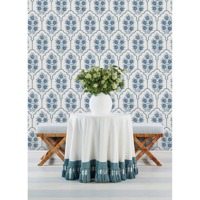 Society Social Floral Bazaar Delft Blue Peel and Stick Wallpaper