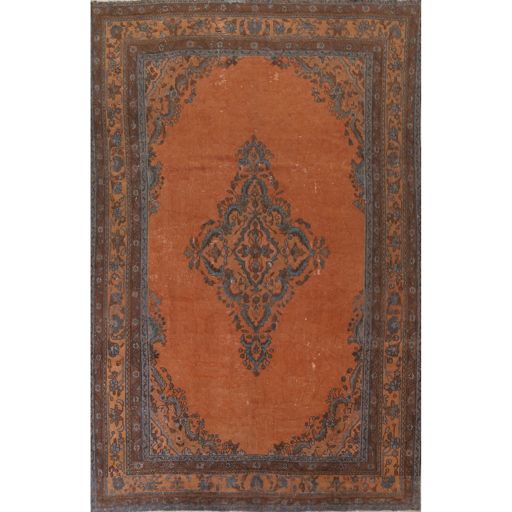 Hand Knotted Oriental 100% Wool Carpet Traditional Medallion Oranges & Rust Tabriz Area Rug - 11' 8'' X 8' 5''