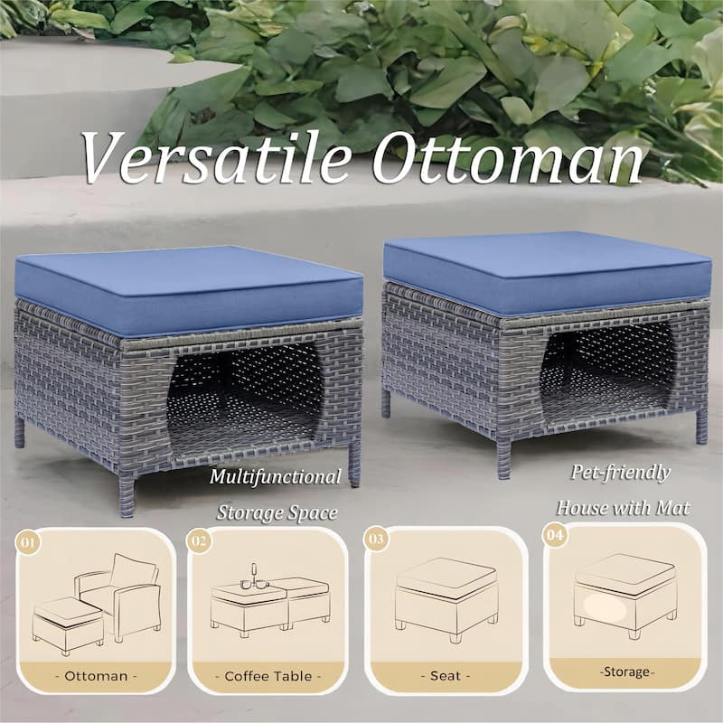 8-piece Wicker Patio Furniture Set with Swivel Chair and Patio Ottoman