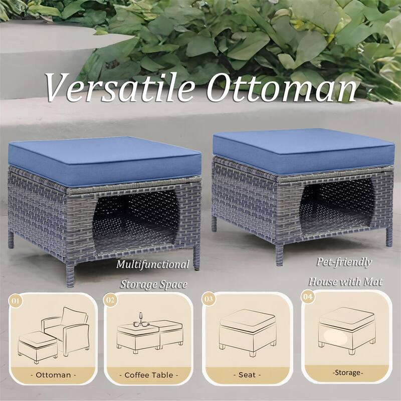 High Back Wicker Outdoor Patio Conversation Seating Sets with Cushions