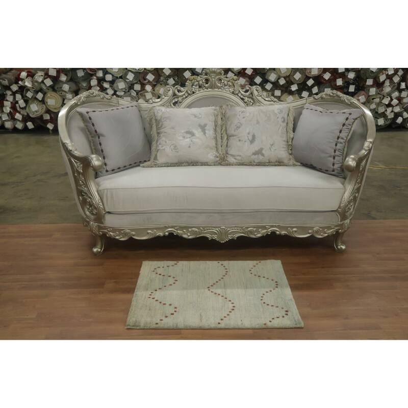 Hand Knotted Oriental 100% Wool Carpet Tribal Modern Navy Blue & Blues Gabbeh (kashkoli) Area Rug - 2' 11'' X 2' 2''