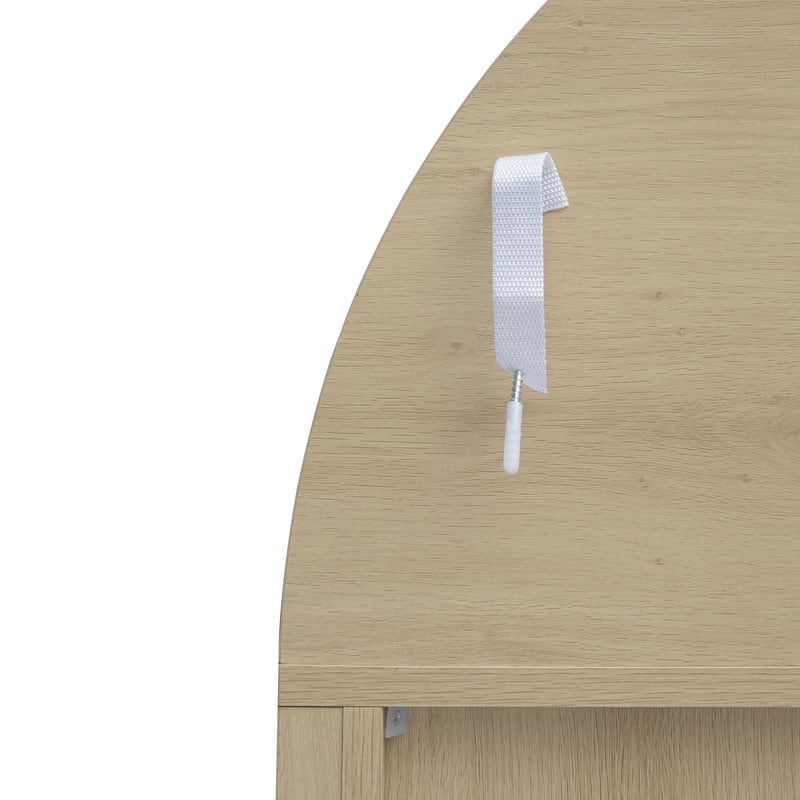 Tall Wooden Rattan Arched Kitchen Pantry Cabinet, with Doors and Adjustable Shelves,Freestanding Cupboard