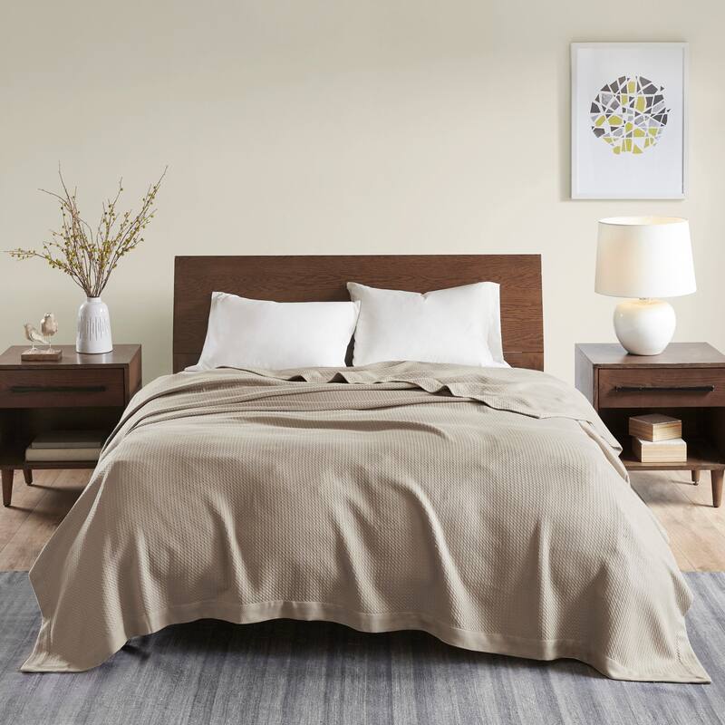Madison Park Egyptian Cotton Solid Blanket - Twin - Khaki