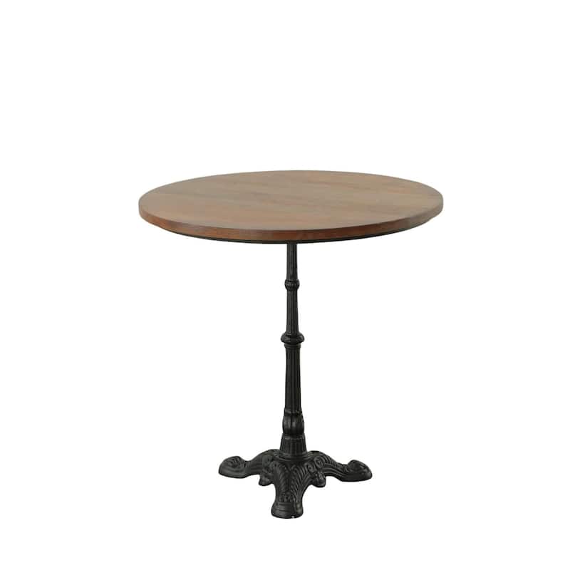 Round Top Wooden Bistro Table - 30" - Chestnut Brown and Black