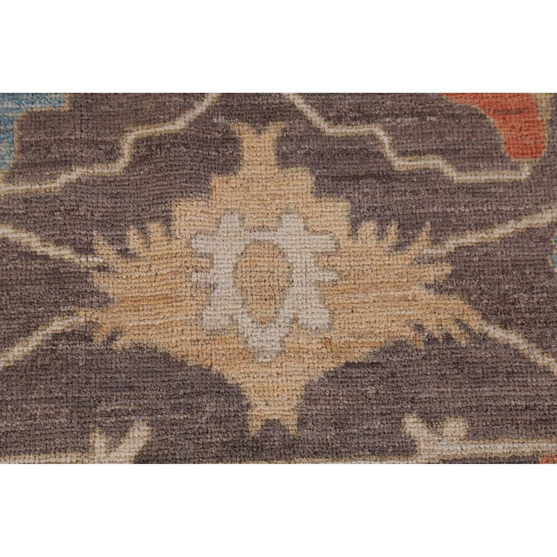 Hand Knotted Oriental 100% Wool Carpet Transitional All-Over Greys & Charcoal Oushak Area Rug - 12' 3'' X 9' 0''