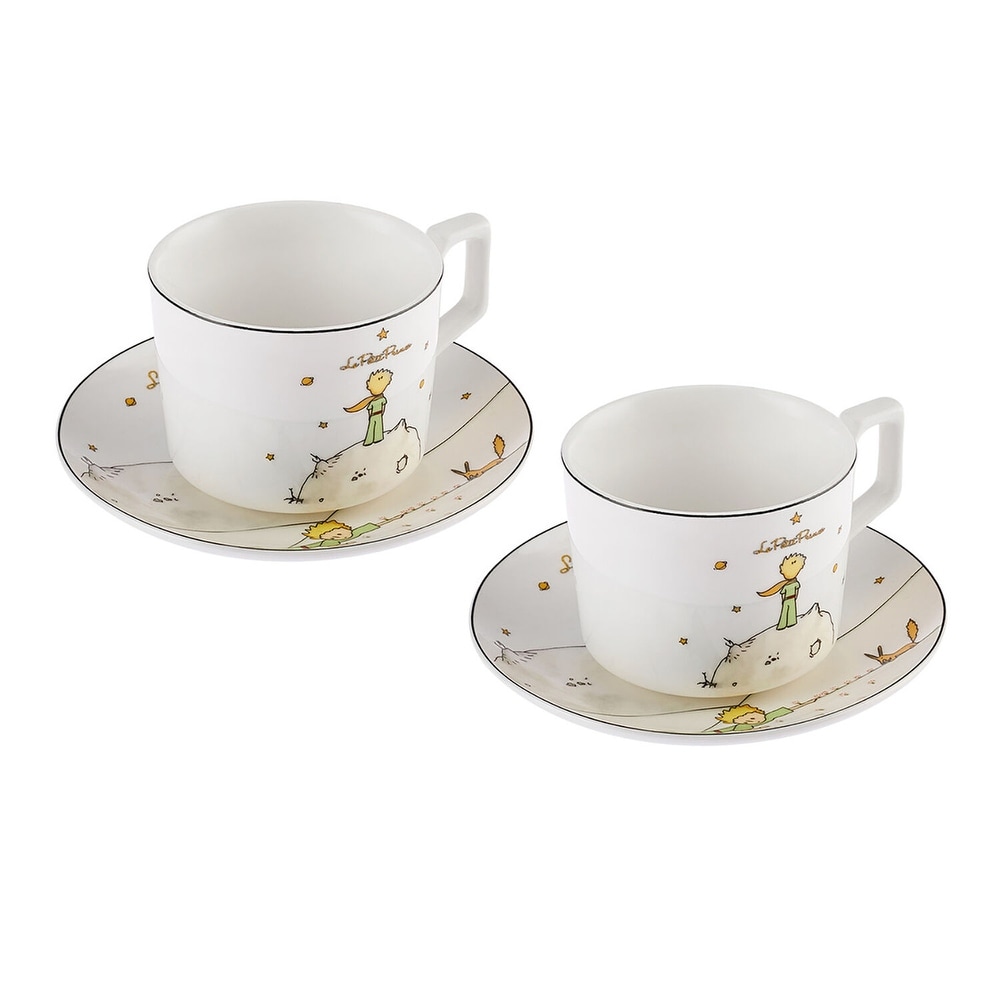 The Little Prince Porcelain Espresso Coffee Cup and Saucer Set of 12 pieces  for 6 pers.