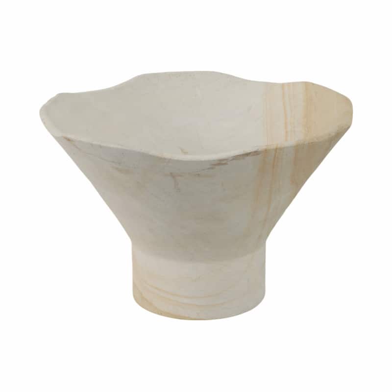 Sandstone Sculpted Flared Decorative Bowl for Home Decor - 6" Tan - 9" x 9" x 6"