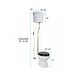 preview thumbnail 3 of 7, High Tank Pull Chain Toilet White Ceramic High Tank, Round Bowl and Brass PVD Pipes 74" Adjustable Height Renovators Supply