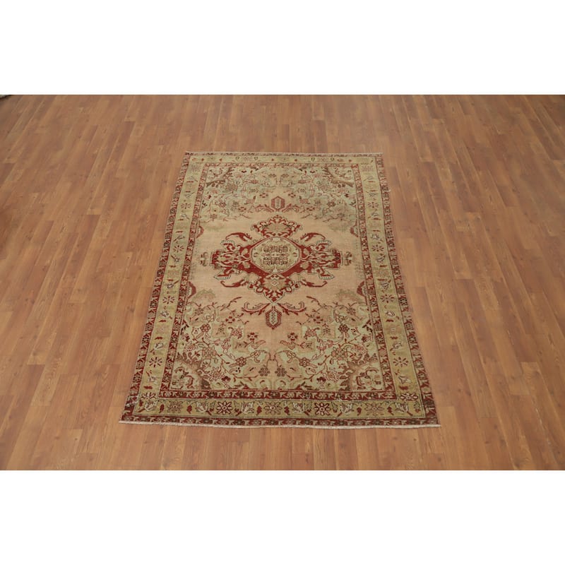 Hand Knotted Oriental 100% Wool Carpet Traditional Medallion Oranges & Rust Malayer Runner Rug - 6' 1'' X 4' 1''