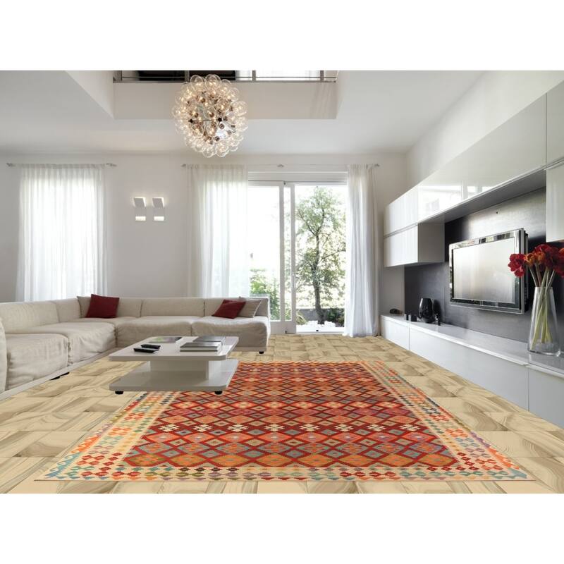 Kilim Oriental Large Rug Hand-Woven Bedroom Wool Carpet - 10'0"x 16'3"