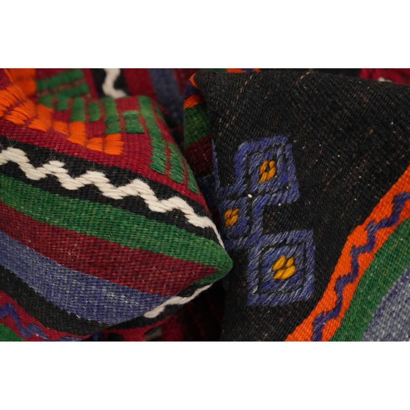 Hand Woven Oriental 100% Wool Carpet Southwestern Tribal Multi-Colored Kilim Area Rug - 9' 9'' X 5' 6''