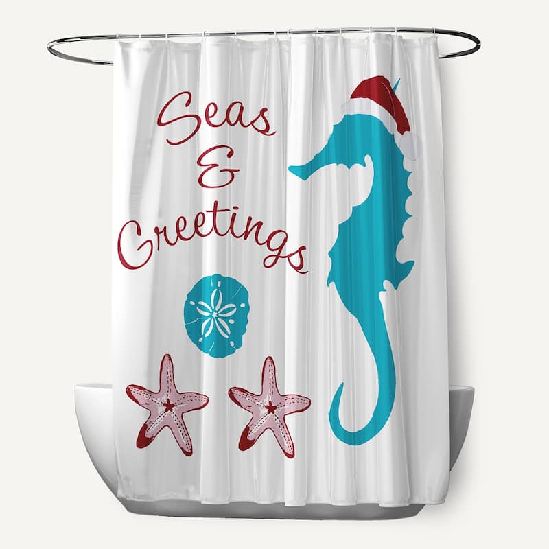 Seas and Greetings Shower Curtain - Turquoise