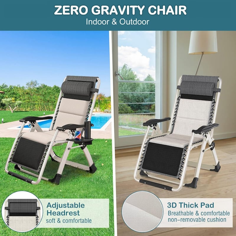 DoCred Zero Gravity Chair, Folding Lawn Chaise Recliner Lounge Chair