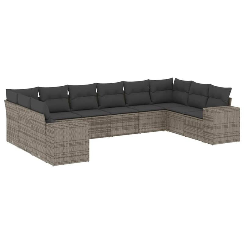 vidaXL Patio Sofa Set with Cushions Outdoor Conversation Furniture Poly Rattan