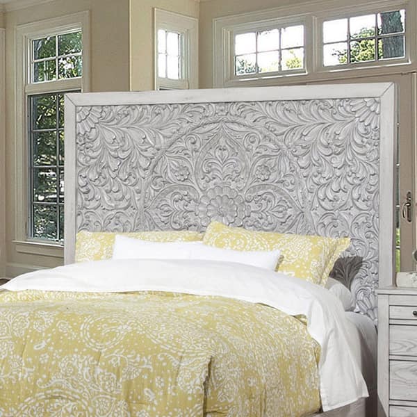 slide 1 of 5, Origins by Alpine Aria Panel Headboard in Weathered Light Gray