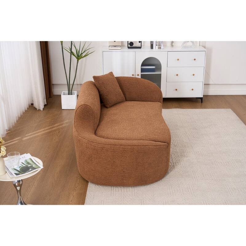 Compressed Curve Chaise Lounge, Modern Chenille Sofa Bed, No-Assembly Sofa