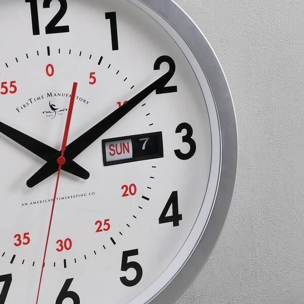 Shop Firstime Co Silver Harris Day Date Clock American Crafted Silver Plastic 14 X 1 63 X 14 In 14 X 1 63 X 14 In On Sale Overstock 31804771