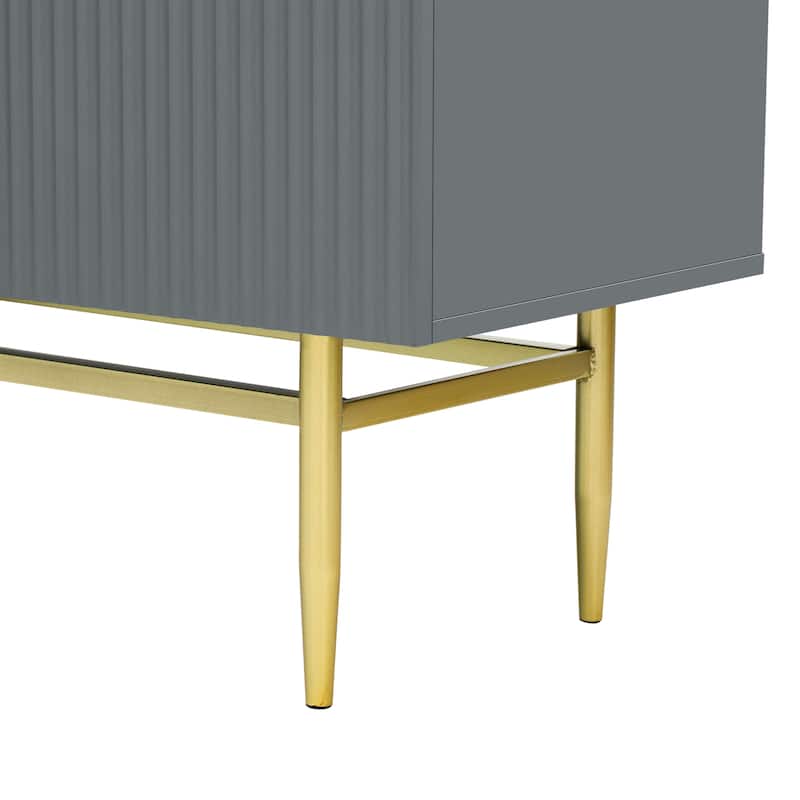 4-door Sideboard Buffet Cabinet with Gold Metal Handle - 60"L x 15.2"W x 31.5"H