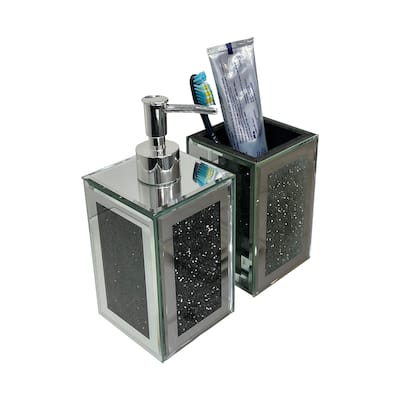 Ambrose Exquisite 2 Piece Square Soap Dispenser and Toothbrush Holder - N/A