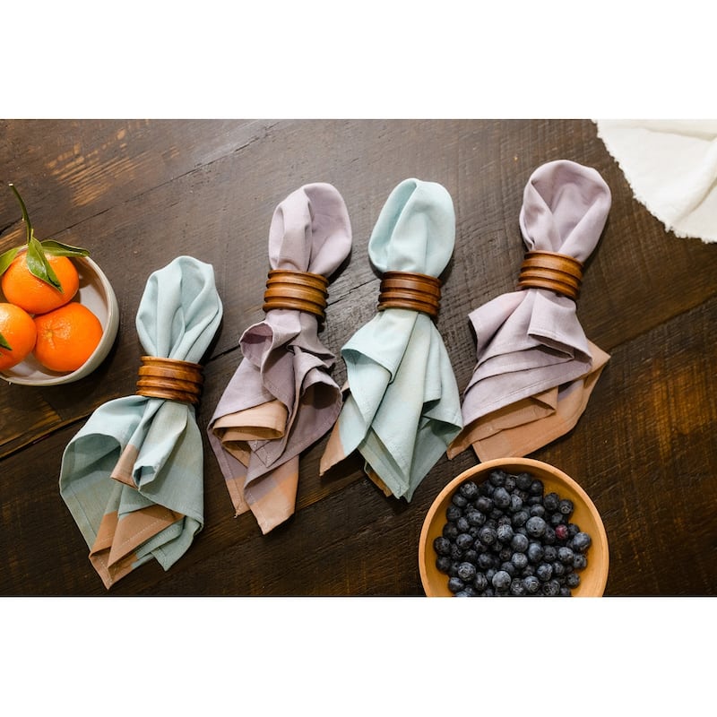 SIENNA Banded Handmade Napkins by Sustainable Threads | 100% Cotton | Fairtrade | 16x16 inch (Set of 4) - 16"x16"