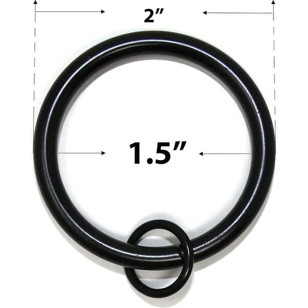 dimension image slide 1 of 6, Set of 14 Solid Metal Window Drapery Curtain Panel Ring with Eyelet, 1.5" Inner Diameter, Fits Up to 1.25" Rod